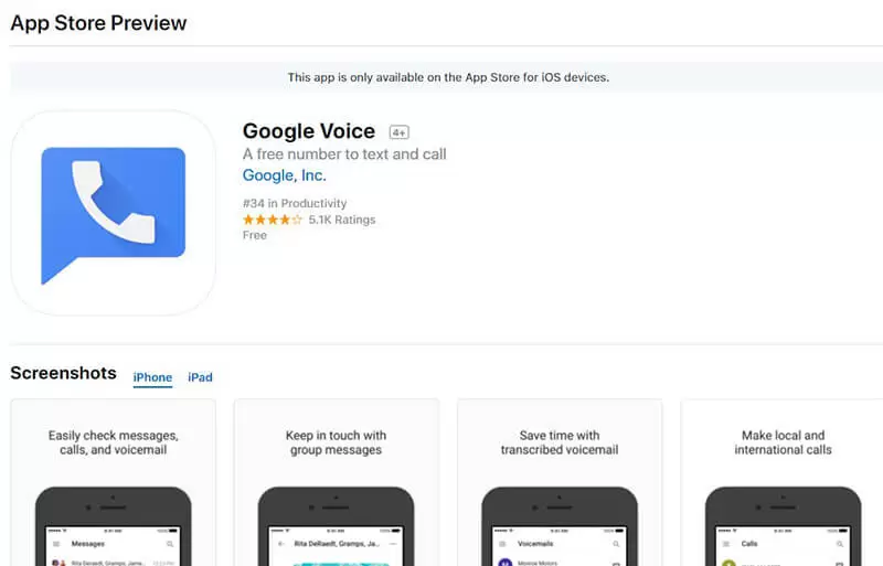 Google Voice в App Store